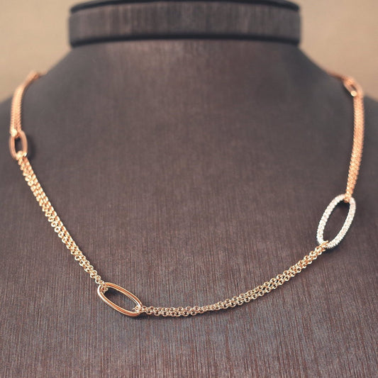 Collier in Roségold mit Oval mit Diamantenpavé - V. Gasser 1873