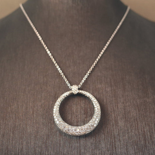 Collier in Weißgold mit Anhänger mit Diamantpavé - V. Gasser 1873