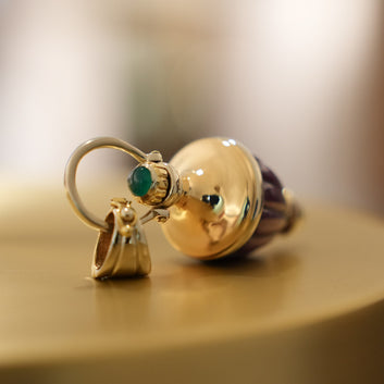 Parfum-Flakon-Anhänger aus Gold und Rubellit