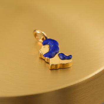 Anhänger aus Gold mit Lapislazuli-Akzenten in Löwenform