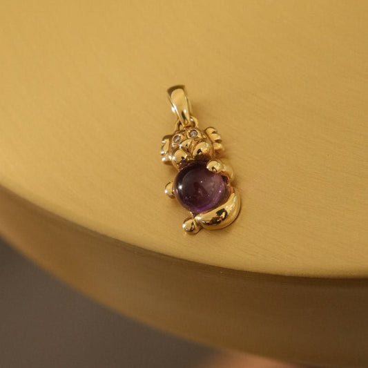 Anhänger aus Gold mit Amethyst und Diamanten in Bärenform - V. Gasser 1873