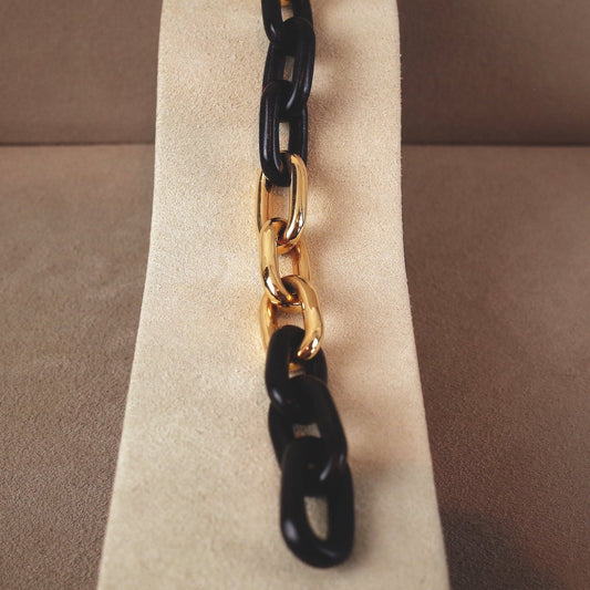 Armband in Gelbgold mit Elementen in Ebenholz