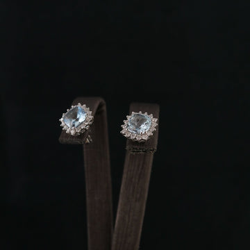 Aquamarin-Ohrstecker mit Brillanten - V. Gasser 1873