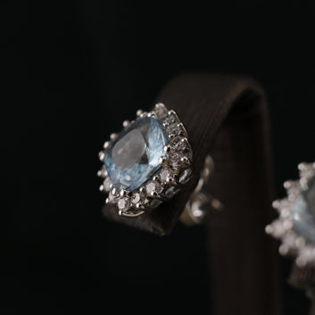 Aquamarine ear studs with diamonds - V. Gasser 1873