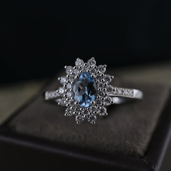 Aquamarine ring with diamonds - V. Gasser 1873