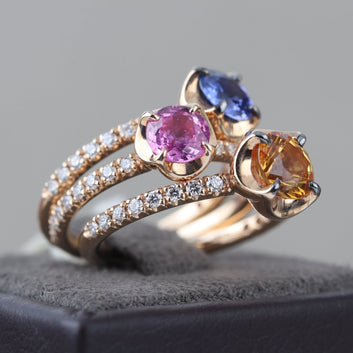 Rings with colored sapphires - V. Gasser 1873