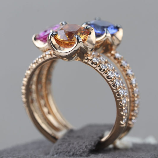 Rings with colored sapphires - V. Gasser 1873