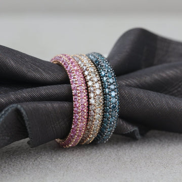 Ringe mit rundum Pavé Diamanten in verschiedenen Farben - V. Gasser 1873
