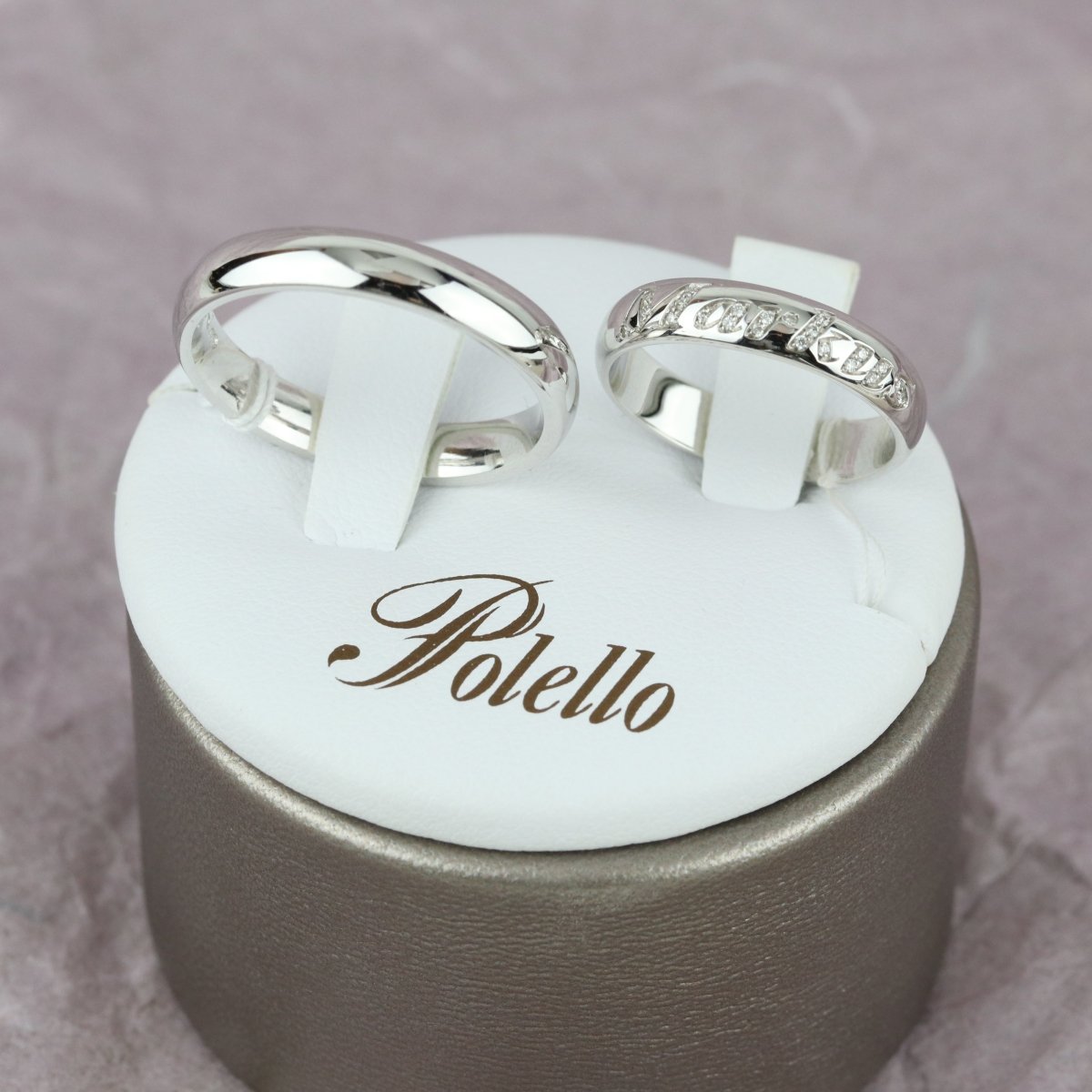 White gold wedding rings with name - V. Gasser 1873